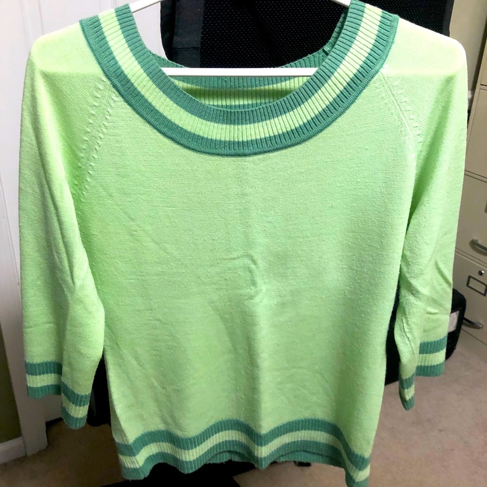 Light green boat neck 3/4 sleeve lightweight sweater